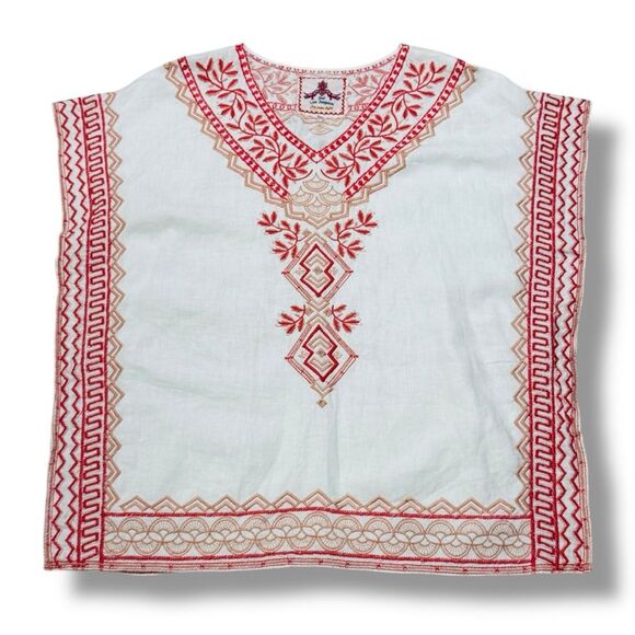 Johnny Was Embroidered Kimono White Pink Red Embroidery Boho Top Size Medium - Picture 3 of 8